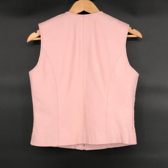 Peck & Peck Women's Quilted Lamb Leather Vest S Pink Zip-up Equestrian Preppy - Picture 2 of 11